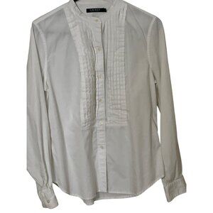 Lauren Ralph Lauren White Ruffled Cotton Blouse 14P Capsule